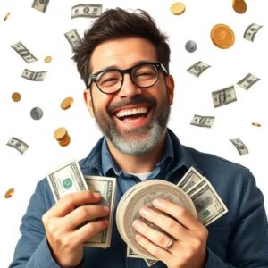 very happy rich man