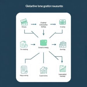 Automated money system illustration – checking to savings, bills, investments