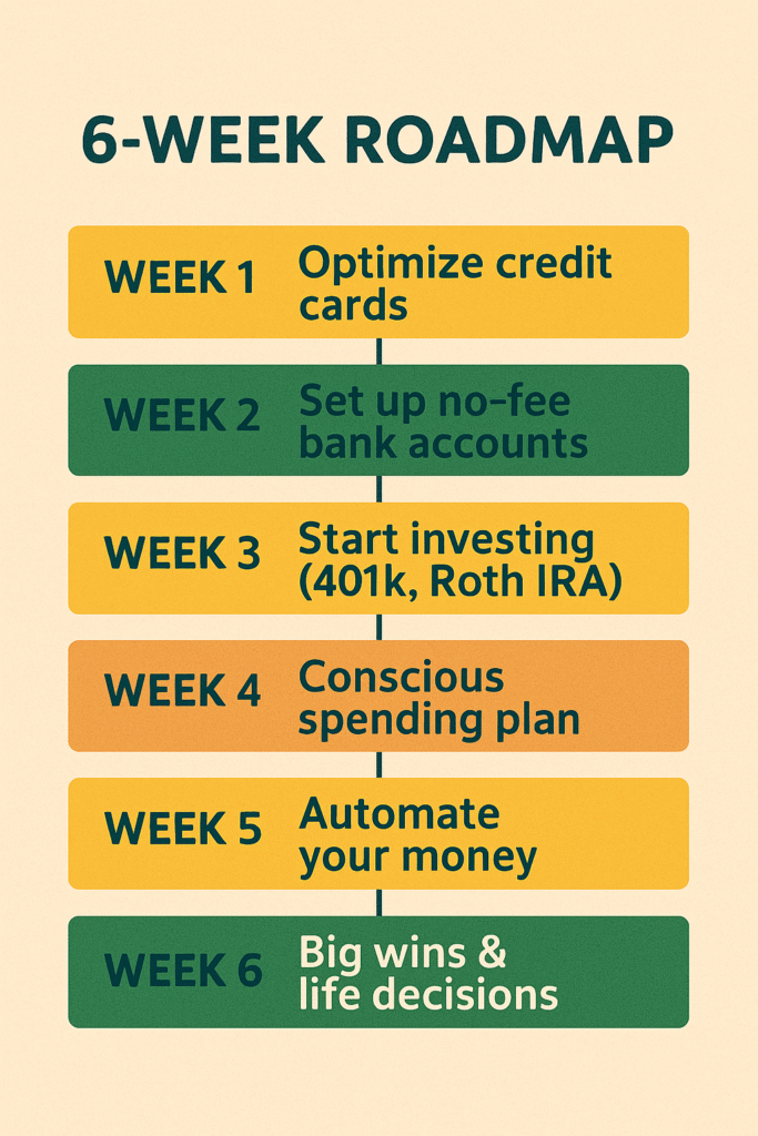 6-week personal finance plan from I Will Teach You to Be Rich