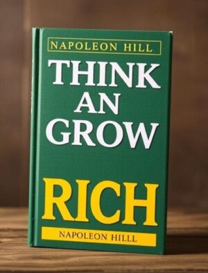 Think and Grow Rich book by Napoleon Hill on a wooden table